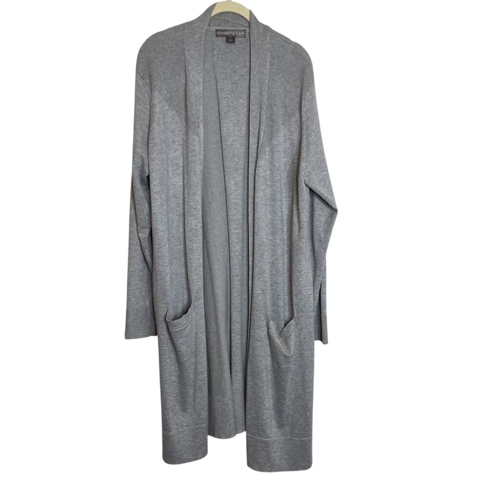 Alexandra + Oak Duster Cardigan XL Gray Open Front Longline Pockets